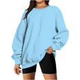 thumbnail image 1 of ORUYROP Chandails en Molleton Surdimensionnés pour Femmes Manches Longues Col Rond Chandail Décontracté Ample Couleur Unie Polaire Tops Pulls, 1 of 7