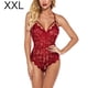 thumbnail image 1 of Cuerpo de encaje para mujer Ropa de dormir con correa sexy para mujer Lencería con cuello en V, XXL, Rojo vino Inevent XX000063-19, 1 of 7
