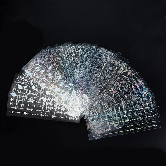 30 Sheets Holographic Deco Stickers Laser PET Waterproof Decorative Stickers Self Adhesive Glitter Stickers Butterfly Star Moon Decals for DIY Album Scrapbook DIY Decoration