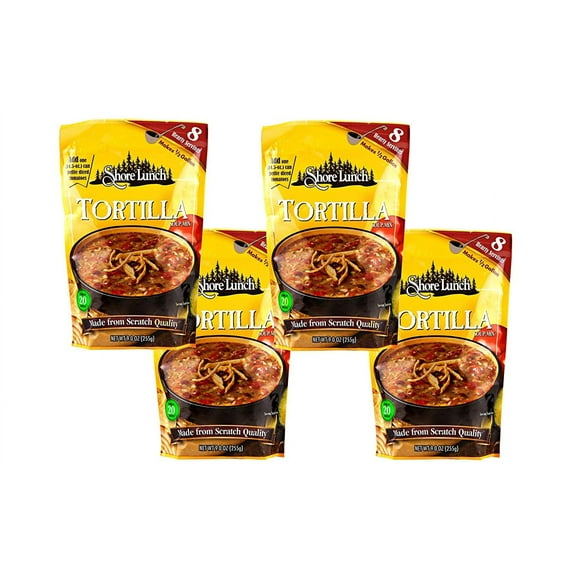 Shore Lunch Tortilla Soup Mix, Makes 1/2 Gallon, 4-Pack 9 oz. Packets
