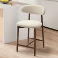 thumbnail image 2 of Mid Century Modern Kitchen Bar Stools Set of 1, Counter Height Stools with Curved Back and Wooden Frame,Upholstered Seat Beige, 2 of 9