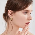 thumbnail image 4 of Lancharmed Gold Plated Studs Earrings for Womens,Wide Gradient Hoops Earring Wedding Gifts, 4 of 7