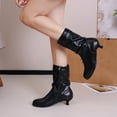 thumbnail image 6 of Black Ladies Fleece Lined Short Boots Casual Style Round Toe Side Zipper Low Heel For Cold Weather, 6 of 9