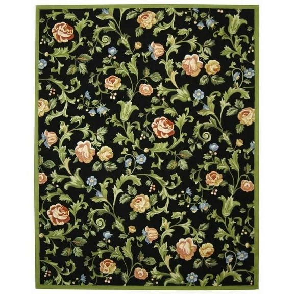 SAFAVIEH Chelsea Georgiana Floral Wool Area Rug, Black, 2'9" x 4'9"