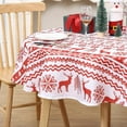 thumbnail image 3 of Christmas Round Tablecloth 60 Inch, Xmas Tree and Deer Design Table Cloth Waterproof Holiday Decorative Boho Table Cover for Outdoor, Indoor Party Kitchen Dining Room, White, 3 of 6