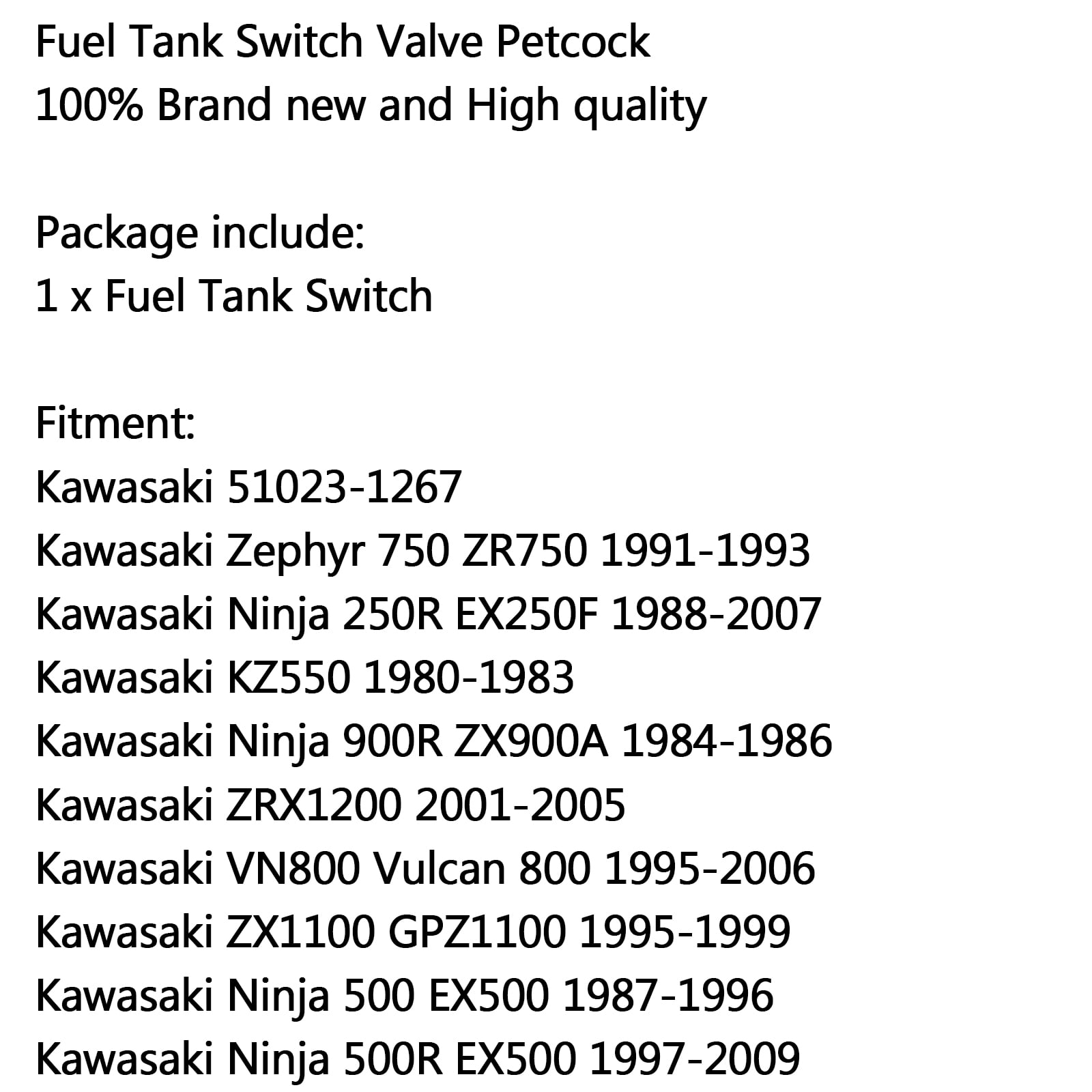 beton skrue Addiction MotorGenic Fuel Tank Switch Petcock Valve For Kawasaki Vulcan 500 Zephyr  750 Ninja 500R - Walmart.com