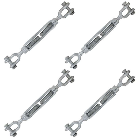 5/8" x 6" Jaw & Jaw Galvanized Turnbuckle - 4 Pack