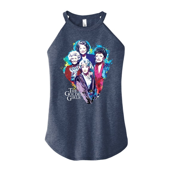 Golden Girls - Paint Splatter Group - Juniors High Neck Tank Top