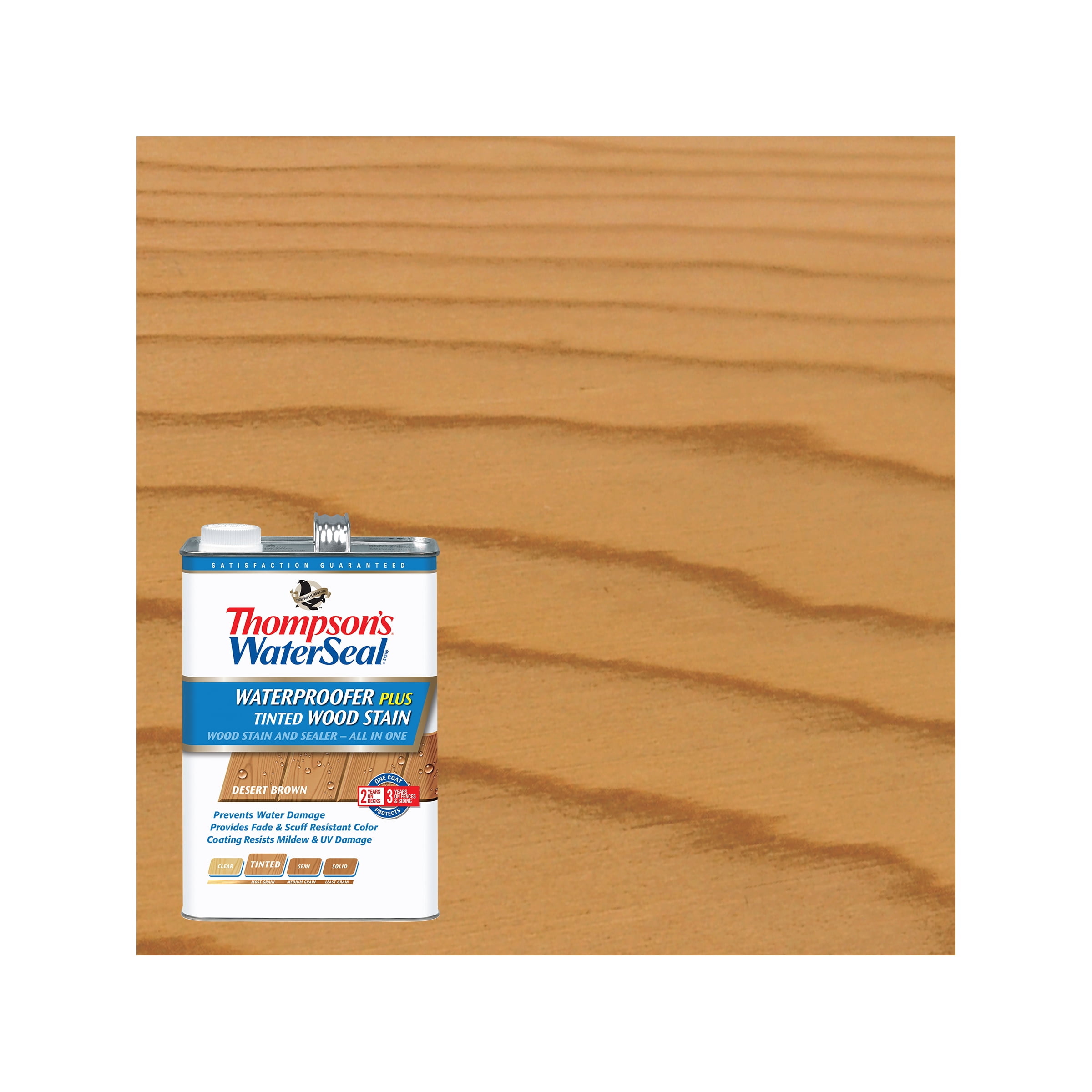 Thompson's WaterSeal Waterproofer Plus Tinted Wood Protector, Desert Brown, 1 Gallon
