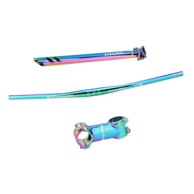 Juego de manillar de bicicleta de 3 paquetes, manillar de bicicleta de montaña de 7 degree de aleación de aluminio colorido Plano 80 Vástago 316 Tubo Zulema Manillar de bicicleta