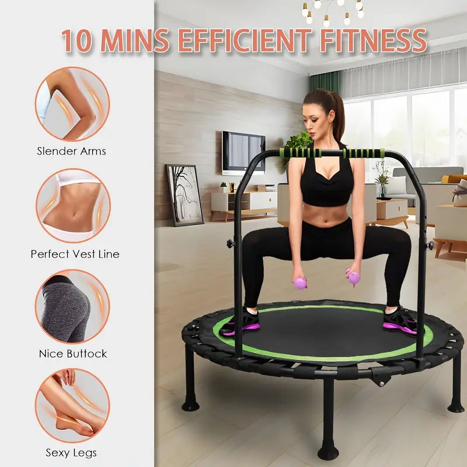 XHYHWYD 40" Foldable Trampoline with Adjustable Handle Bar, 1 Count