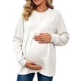 thumbnail image 2 of Maternity Women's Crewneck Sweatshirt Long Sleeve Front Pleated Blouse Fall Pregnancy Workout Loose Fit Top M-3XL, 2 of 6
