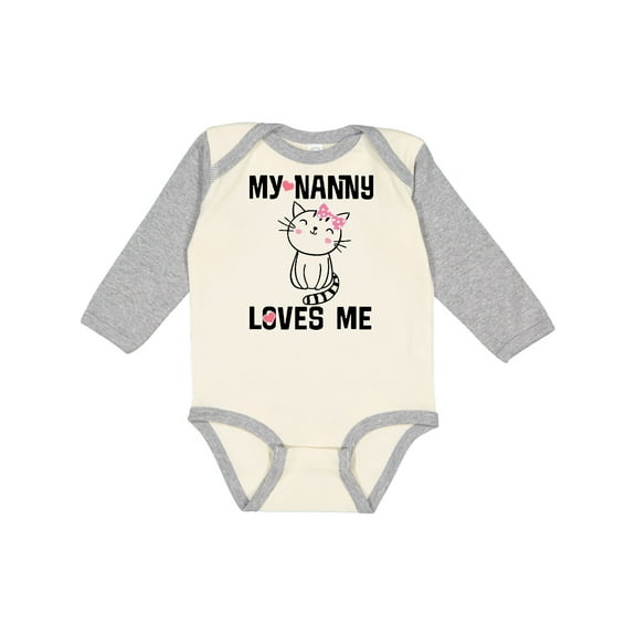 Inktastic My Nanny Loves Me Girl Grandchild Girls Long Sleeve Baby Bodysuit