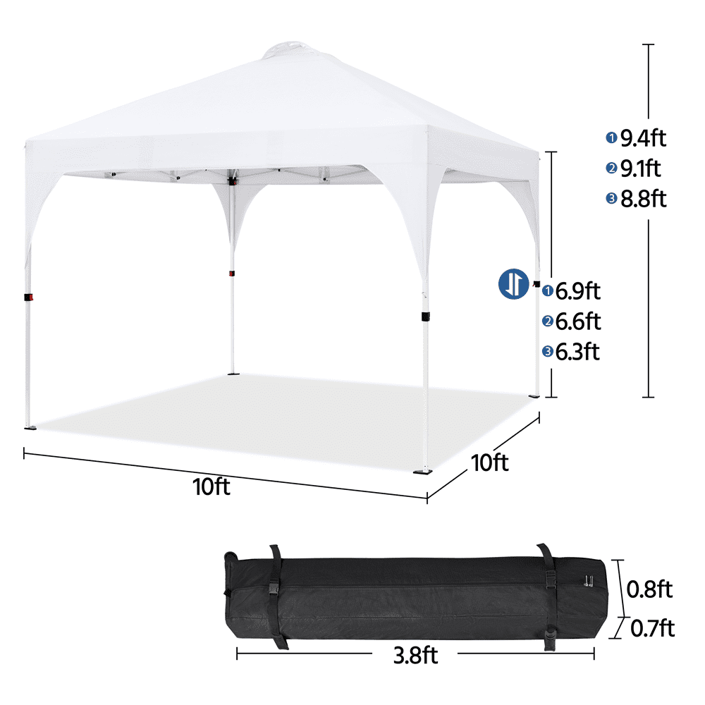 Alden Design 10-Person Canopy Tent with Stakes Ropes Sandbags Wheeled Bag, White