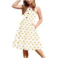 thumbnail image 2 of JDQJBZ Kids Toddler Girls Dress Sleeveless Button Front Layered Ruffle Hem with Pockets Sundress, 2 of 5