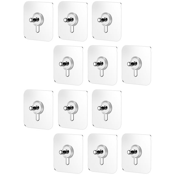 Raindrops  12 Pcs Patch Hook Wall Suction Pads with Screws Cup Hooks White