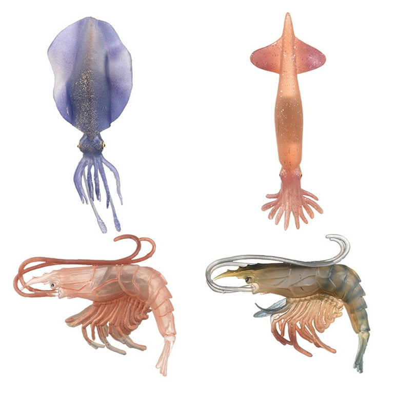 Bluelans High Simulation Shrimp Squid Ocean Animal Model Figurine