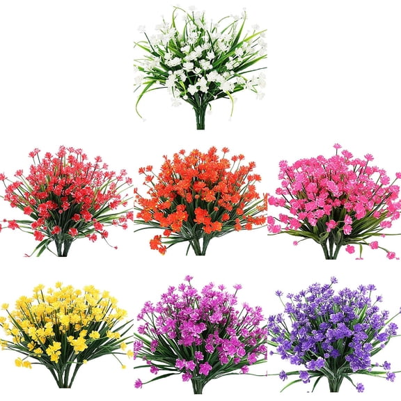 7 Bundles Artificial Flowers, Faux Fake Flowers Decorations for Mohter's Day, Easter, Wedding, Home, Resistant Plastic Flowers Decor