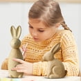 thumbnail image 3 of Easter Decorations Brown Bunny Decor Rabbit Figurines, Wabi Sabi Easter DIY Bunny Statue of 2for Spring Tabletop Home Decor Farmhouse Shelf Mantel,10.26in, 3 of 4