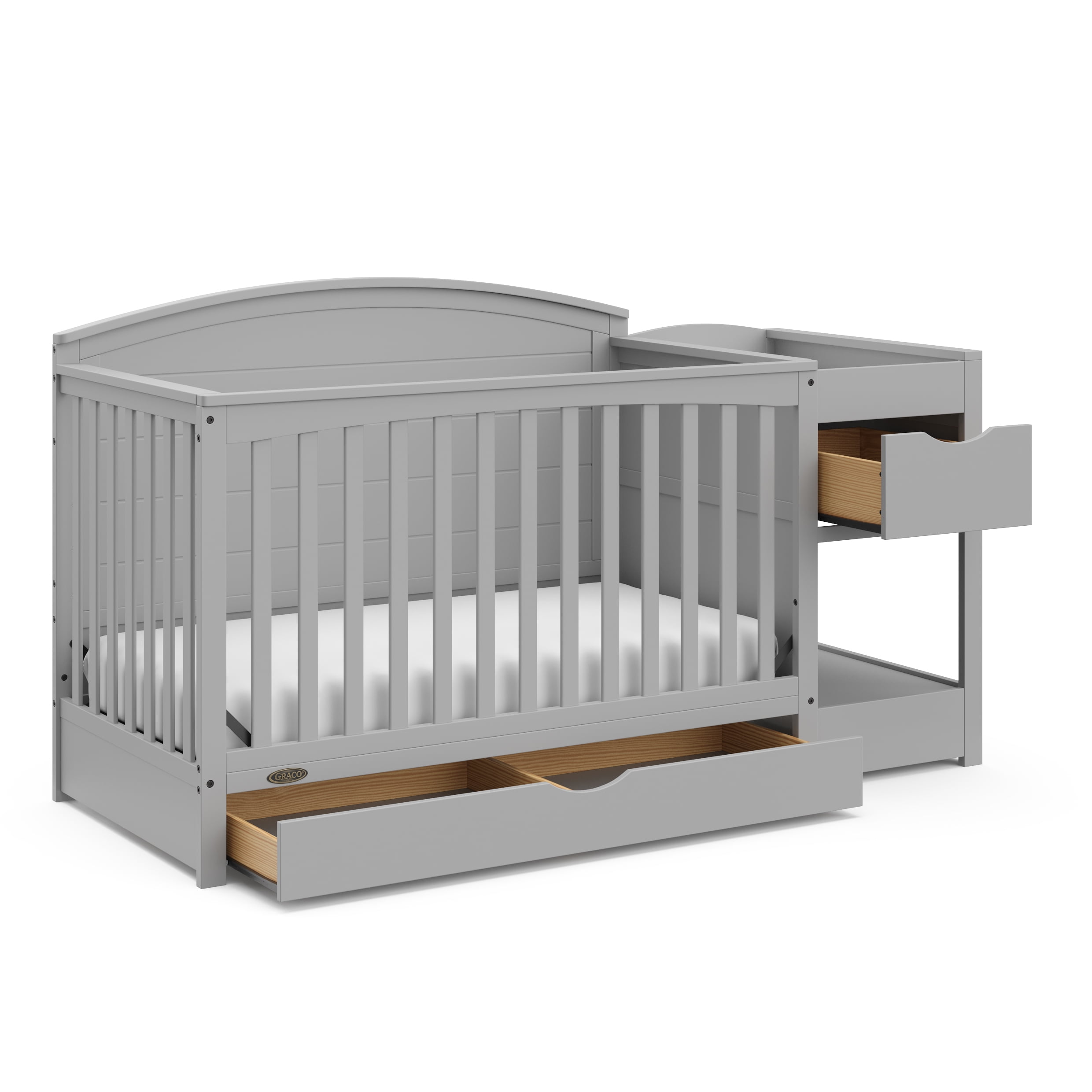 Graco Bellwood 5-in-1 Convertible Baby Crib and Changer with Drawer, Pebble Gray