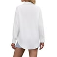 thumbnail image 3 of Siliteelon Women's White Textured Button-Down Long-Sleeve Casual Shirt with Pockets - Fresh and Minimalist for Daily Casual Wear, 3 of 7