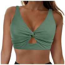 Yindaity Plus Size Swim Top Women's Twist Front Bikini Top - Padded Swimsuit Top Women's Twist Front Bikini Top - Padded Swimsuit Top Sports Bra Swim Top(Light Green,L)