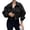Black short zip up jacket women a1, variant on Womens Cropped Long Sleeve Jacket Solid Color Zip Up Lightweight Oversized Utility Anorak Coat with Pockets Casual Fashion Fall Outfit, White M