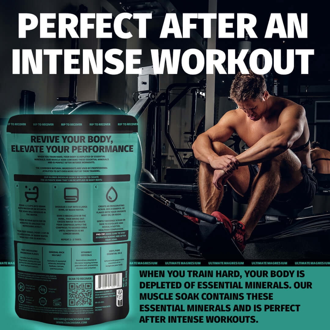 Coach Soak Magnesium Bath Flakes Peppermint Dead Sea Mineral Salt Post Workout Recovery Soak