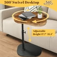 thumbnail image 5 of SolarSoda C Shaped Side Table, 360° Swivel End Table for Living Room, Height Adjustable(Brown), 5 of 11