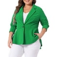 thumbnail image 4 of Agnes Orinda Women's Plus Size Blazer Button Notch Panel Ruffle Peplum Blazers 1X Green, 4 of 6