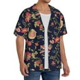 thumbnail image 4 of Vsdgher Flower Print Men's Wrinkle Free Untucked Cuban Shirt Business Casual Button Down Shirts Short Sleeve Shirt, 4 of 7