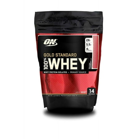 Optimum Nutrition Gold Standard 100% Whey Protein Powder, Strawberry, 24g Protein, 1