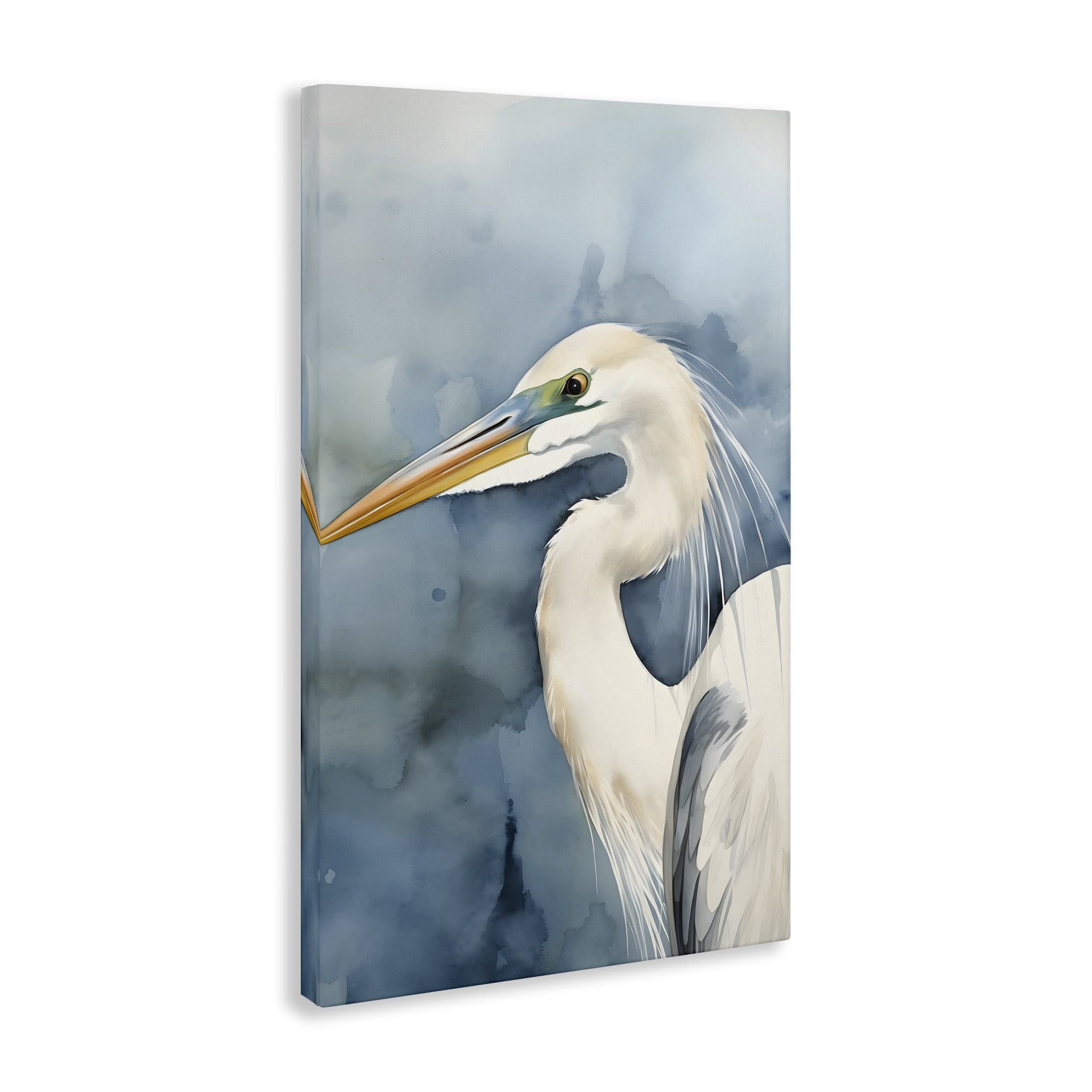 Stupell Industries Beach Bird on Blue Animals & Insects Painting Gallery Wrapped Canvas Art Print Wall Art, 16 x 24