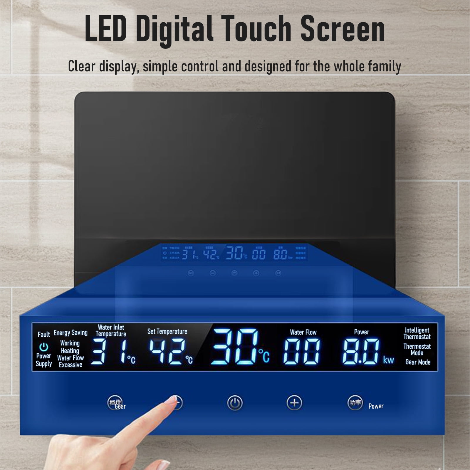Electric Tankless Water Heater, 6.5KW 110V Instant Hot On Demand Residential Electric Water Heater with LED Temperature Display for Kitchen rv Whole House Shower Sink