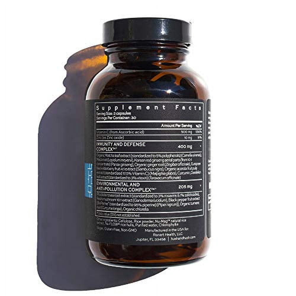 Hush & Hush ShieldUp - Immune Booster Energy Supplement - Brain Booster - Vitamin C, Maca Root, Turmeric and Organic Matcha Leaf Extract | Vegan, Gluten Free - 60 Capsules