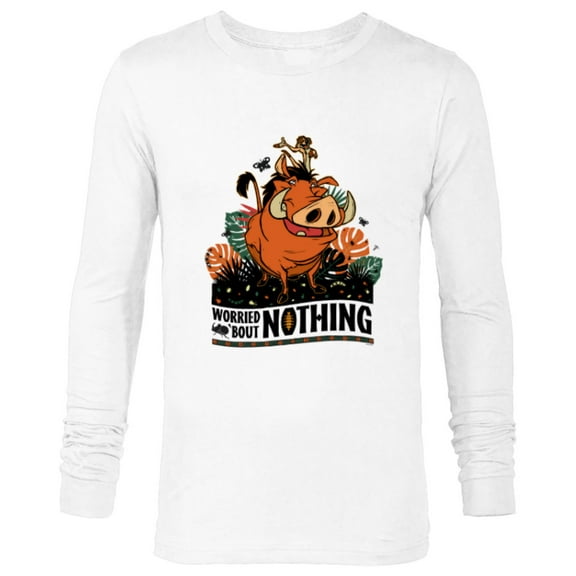 Disney The Lion King 30th Timon Pumbaa Worried ‘Bout Nothing - Long Sleeve T-Shirt for Men - Customized-White