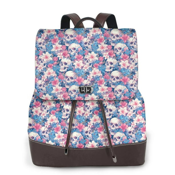 Fotbe Skull Mochila Bolso con Estampado para Mujer, Mochila Antirrobo de Nylon Impermeable, Bolsa Ligera de Hombro