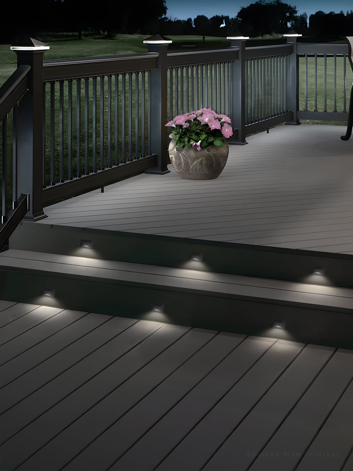 9 Pack 5CCT 120V LED Step Lights, Dimmable Stair Lights IP65 Waterproof, Aluminum Shell, Anti-Glare, CRI90, Black