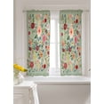 thumbnail image 3 of Sage Green Floral Tier Curtains 45 Inch Length,Sheer Curtains for Bedroom Living Room Window Spring Flowers Leaves Farmhouse Rod Pocket Drapes Kitchen Curtains Small Half Window 27.5"x45" 2 Panels, 3 of 6
