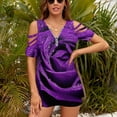 thumbnail image 3 of Purple Rose Womens Summer V Neck Zipper Top Short Sleeve T Shirt Off Shoulder Top Casual Classy Loose Shirts, 3 of 7