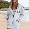 thumbnail image 4 of YVNAURA Cute Halloween Print Zip Up Sweatshirt for Women Long Sleeve Oversized Hoodie with Pockets Full Zip Front Pullover Casual Fall Spooky Season Top 1 Pack, Light Ashy,M, 4 of 5