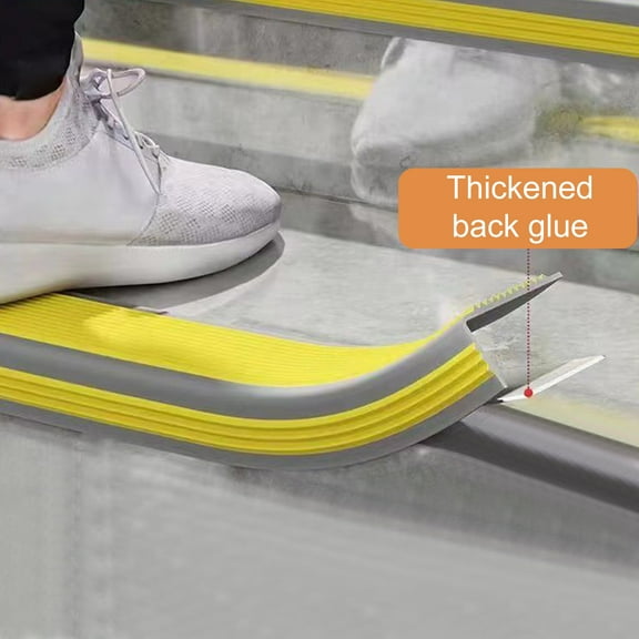 dianhelloya Heavy-Duty PVC Stair Nosing with Super Anti-Slip Stripe, Self-Adhesive L-Shaped Step Edge Trim, Waterproof & Sunproof Safety Protector for Stairs, Steps