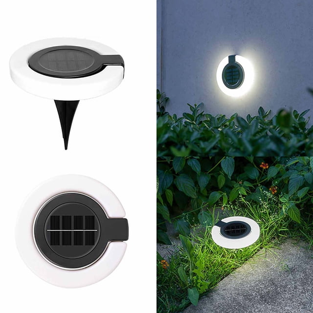 Qaailabf Solar LED Ground Light Outdoor Waterproof Garden Path Light with Adjustable Head, 5W Dual Color Temperature White/Warm White, 300mAh Battery Powered Landscape Spotlight for Yard Villa