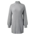 thumbnail image 5 of Prolriy Sweater Dresses for Women 2024 Trendy Autumn Winter Long Sleeve Turtleneck Solid Color Casual Sweater Dress Ladies Sweater Dress Womens Sweater Dress Grey L, 5 of 6