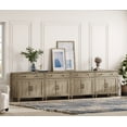 thumbnail image 4 of Mid-Century Morden Style TV Stand for 100 inch TV, Wooden Universal Entertainment Center with Storage Cabinets for Living Room or Bedroom, Wash Gray, 4 of 7