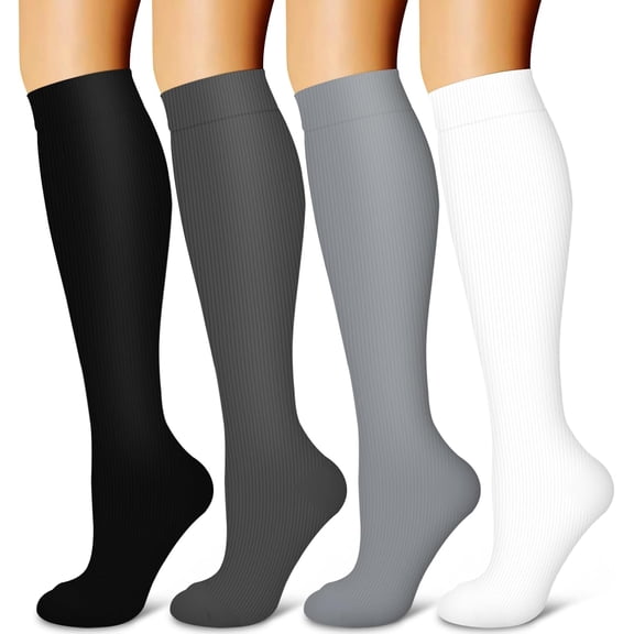 4 Pairs-Compression Socks for Women&Men Circulation-Best Support for Nurses,Running,Athletic
