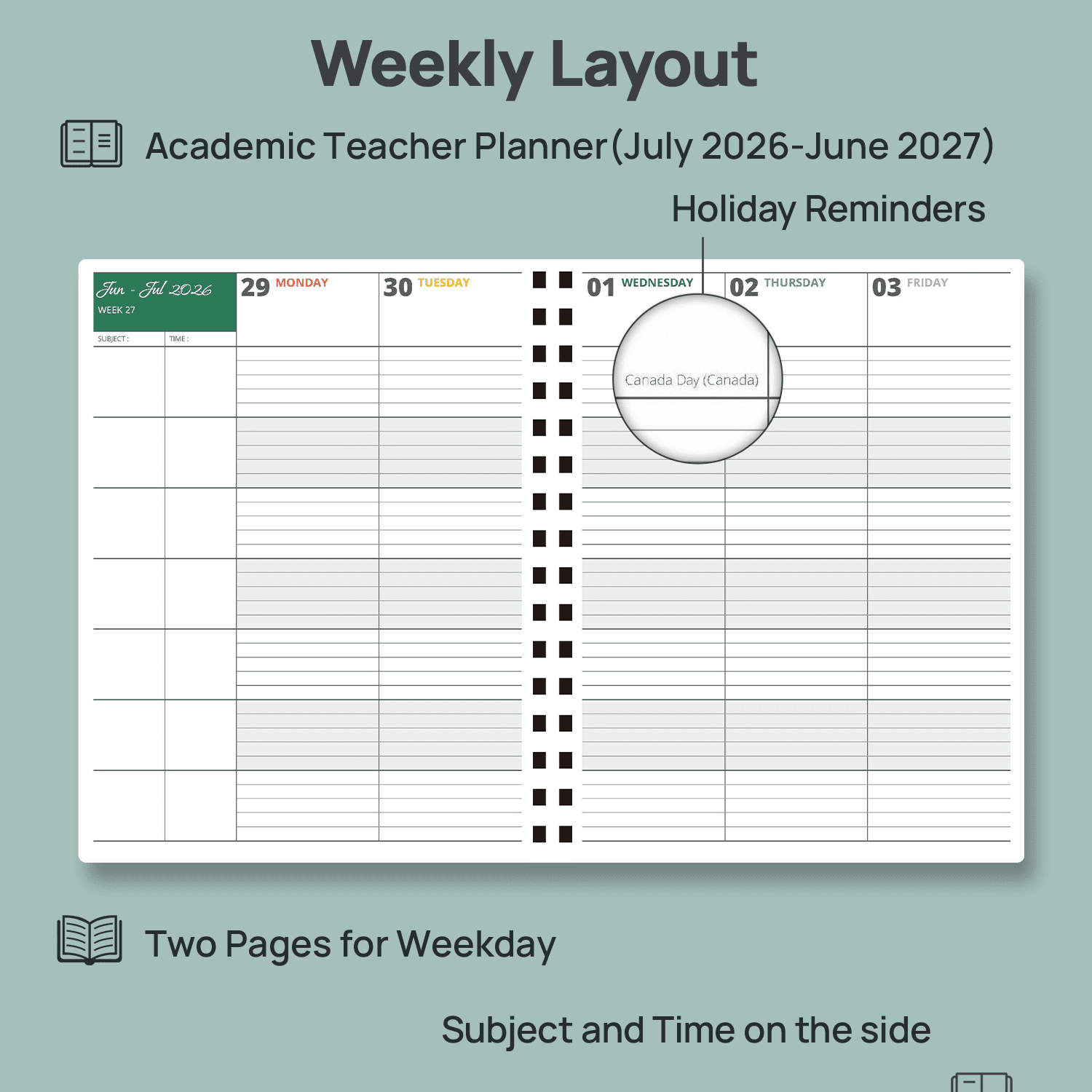 POPRUN Teacher Planner 2026-2027, 8.5"x11", Academic Lesson Plan Book for Teachers (Jul.26 - Jun.27), Weekly and Monthly with Gradebook, 2-Sided Pocket, Flexible PP Cover for Classroom, Beige
