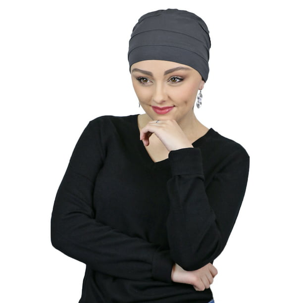 Bamboo 3 Seam Turban Beanie Chemo Headwear For Women Sleep Cap Head  Coverings (CHARCOAL)