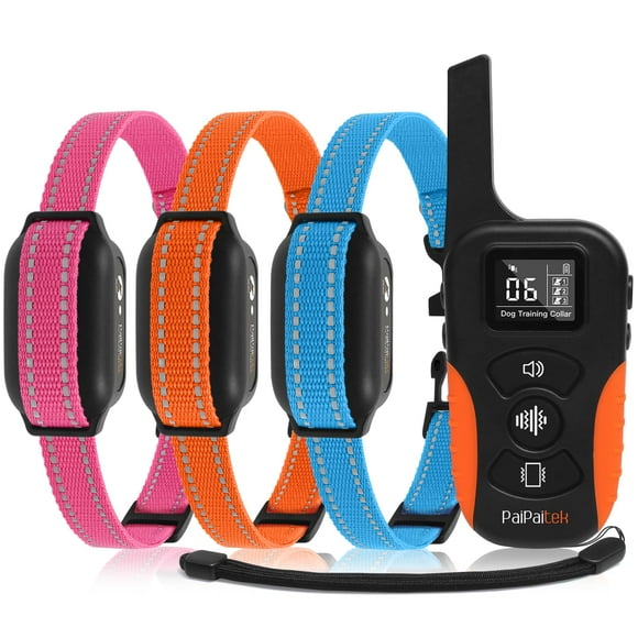 PaiPaitek Vibrating Collar No Shock for 3 Dogs Training, 3300ft Dog Training Collars with Vibration(1-9), Beep(1-9), Security Lock, Waterproof & Rechargeable Buzz Collar for D