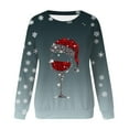 thumbnail image 4 of OJinShaWanO Sweat à Capuche Sauveteur pour Femmes Automne et Hiver Flocon de Neige de Noël Verre Rouge Dégradé Imprimé Col Rond Épaule Manches Longues Décontracté Sport, 4 of 4